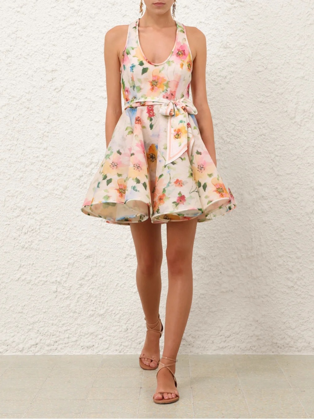 Zimmermann Alchemy Racerback Linen & Silk Skater Minidress, Size 2 = US 6/8 - Picture 2 of 14